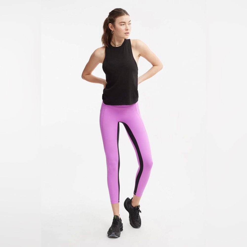 All Access Pink and Black Stripe Women's Leggings XS with Pockets and Zipper